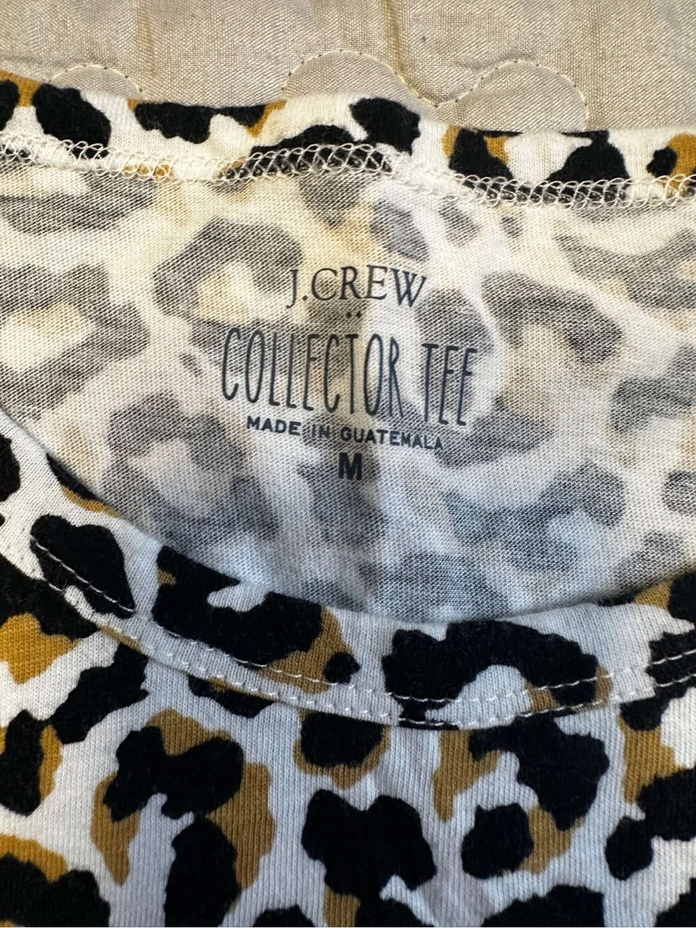 J. Crew Leopard Print Short Sleeve Top - Black, White & Gold
